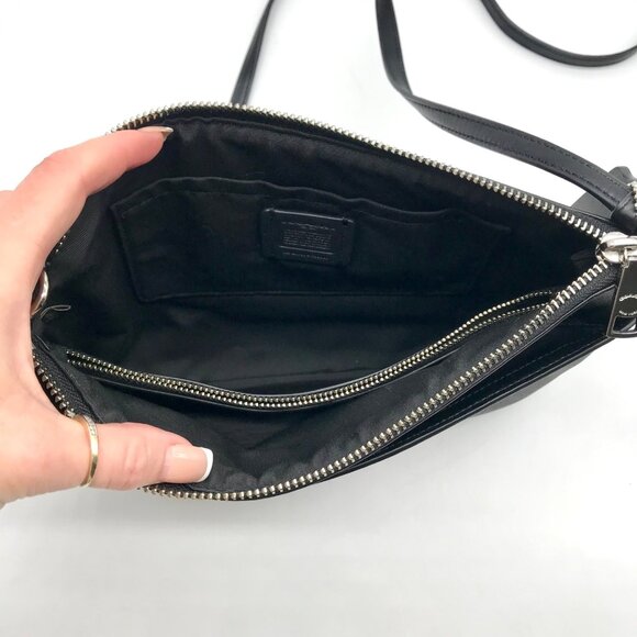 Coach Black And Gray Monogram Signature Canvas File Crossbody Bag F58316 - Picture 10 of 11